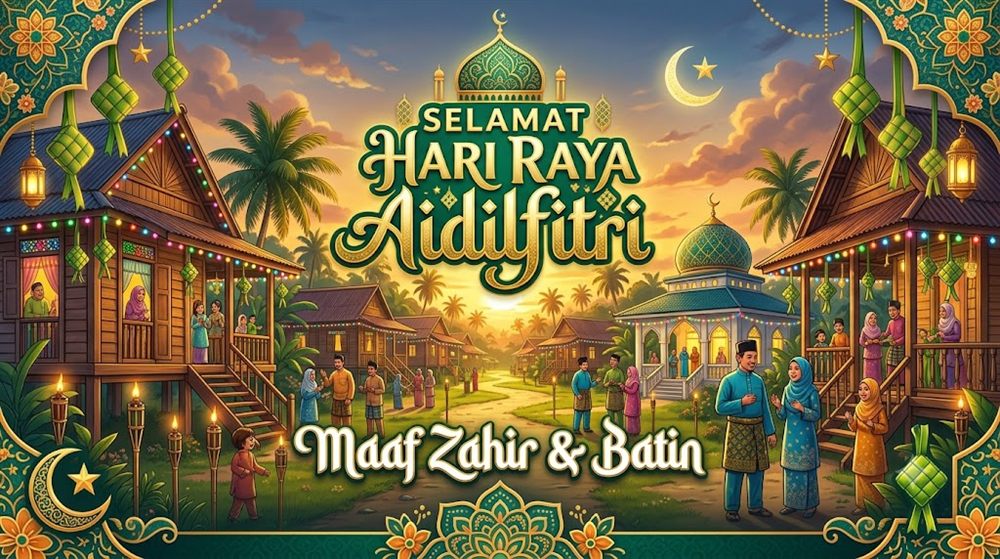 Contoh poster AI: hadis sahih (Sahih Muslim) — Arab & terjemahan Melayu